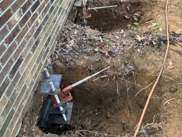 a new push pier in a brick wall in Chattanooga