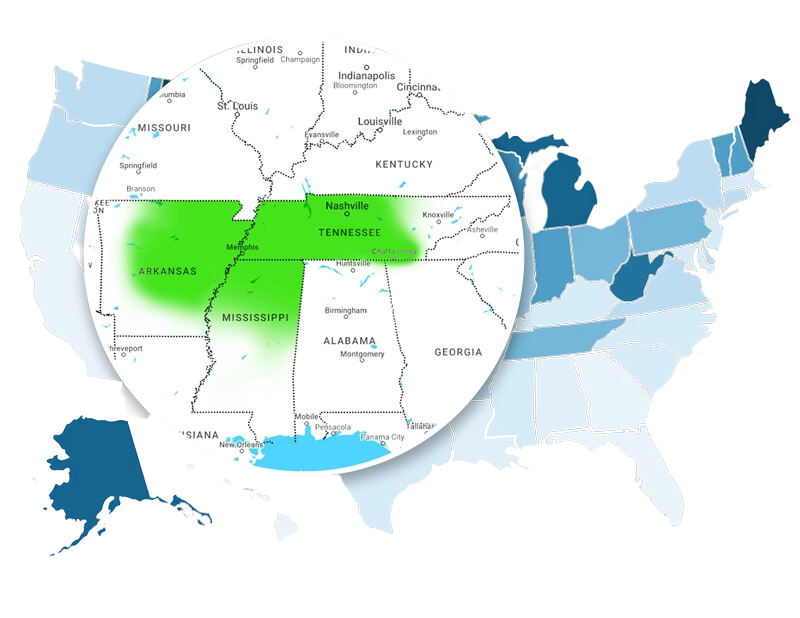 DFX expanded service area to include from Arkansas and Mississippi all through through to Chattanooga Tennessee, including Memphis and Nashville as well.