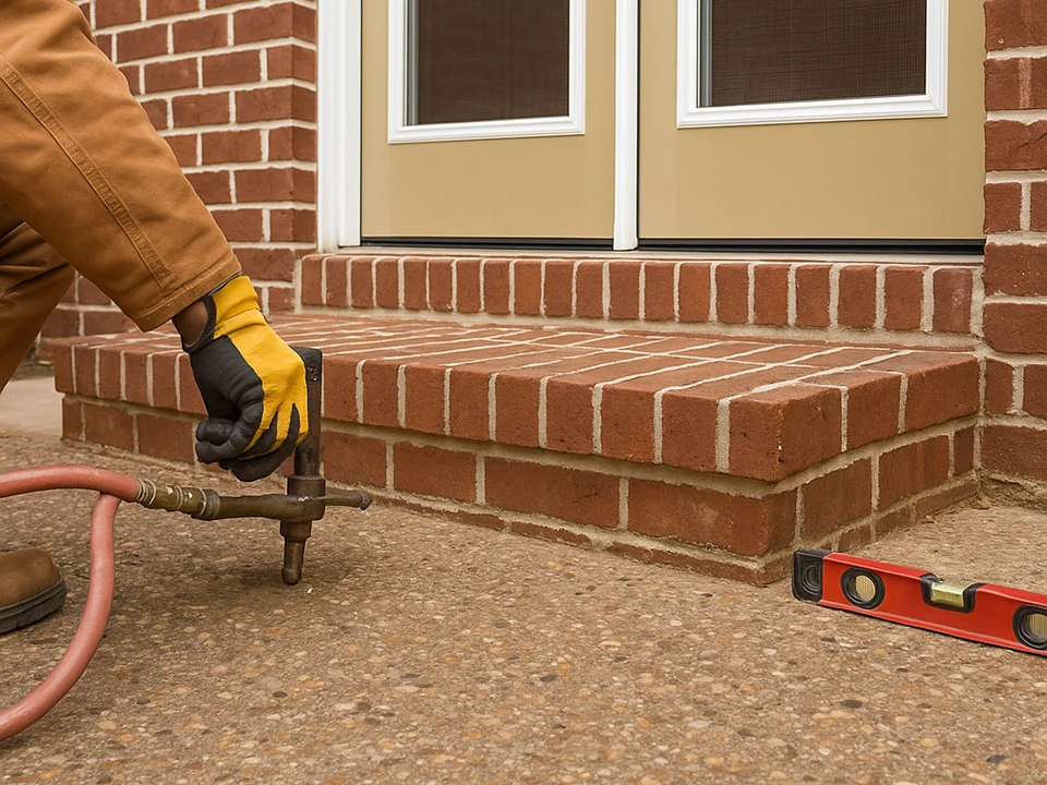 concrete leveling using polyurethane injection beneath slab