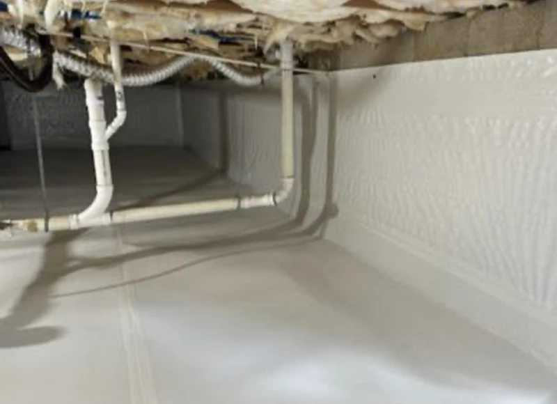 encapsulated crawl space near plumbing pipes